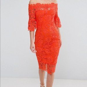 Lace Off Shoulder Cocktail Dress